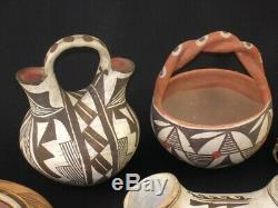 Group of 9 Pueblo Pottery, Southwest Native American Indian Artifacts, 1900's