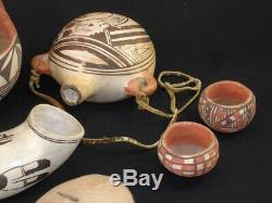 Group of 9 Pueblo Pottery, Southwest Native American Indian Artifacts, 1900's