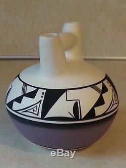 HAND PAINTED WEDDING VASE NATIVE AMERICAN SIGNED #53 UTE MTN L WATTS