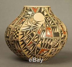 HOPI NATIVE AMERICAN POTTERY VASE BY ANTOINETTE SILAS 6.75 TALL X 8 WIDE