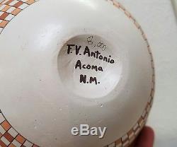 Hand Coiled Acoma Pottery Native American Indian Pueblo Basket Frederica Antonio