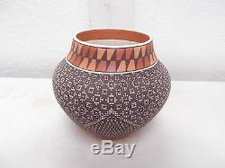 Hand Coiled Acoma Pottery Native Indian Pueblo Basket Pot Frederica V. Antonio