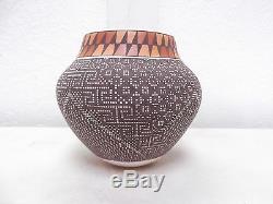 Hand Coiled Acoma Pottery Native Indian Pueblo Basket Pot Frederica V. Antonio