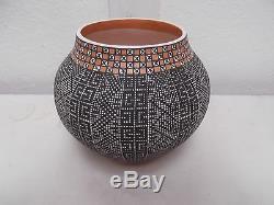 Hand Coiled Acoma Pottery Native Indian Pueblo Seasons Pot Melissa C. Antonio