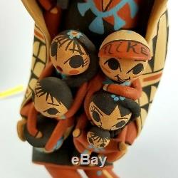 Hand Coiled Native American Jemez Pottery Storyteller V. Virginia Lucero