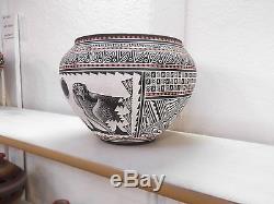Hand Etched Acoma Pottery Native American Indian Pueblo Eagle by Robin S. Aragon