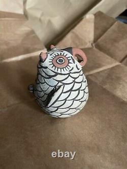 Hand-coiled Zuni Pueblo Nellie Bica Pottery Owl Figurine Native American Vintage