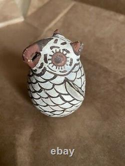 Hand-coiled Zuni Style of Nellie Bica Pottery Owl Figurine Native American