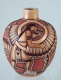 Hopi Indian Made 10.5 Kachina Incised Pot Pottery by Tom Polacca (1935-2003)