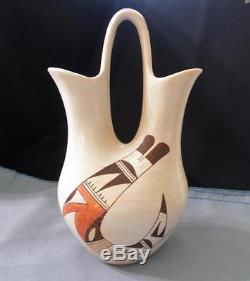 Hopi Native American Pottery Wedding Vase by Joy Navasie Frogwoman (1919-2012)