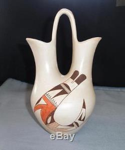 Hopi Native American Pottery Wedding Vase by Joy Navasie Frogwoman (1919-2012)