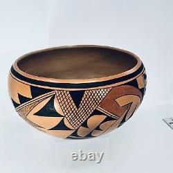 Hopi Pottery Large Bowl by Bertha Tungovia Mid 1900s Native American Southwest
