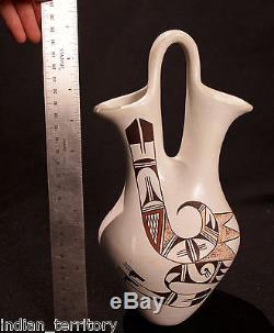 Hopi Pueblo Pottery Cream Slip Wedding Vase Helen Naha / Feather Woman 1922-1993