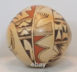 IRMA DAVID Native American Hopi Pottery Abstract Design Painted Signed Seed Pot