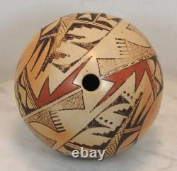 IRMA DAVID Native American Hopi Pottery Abstract Design Painted Signed Seed Pot