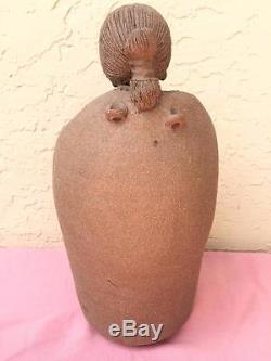 Indian Native American Pottery Figurine Sculpture Statue Of A Woman Signed 89