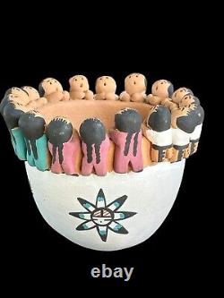 Jemez Friendship Storyteller Bowl Native American Pottery 18 Children Mint