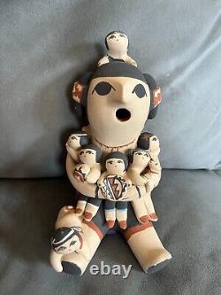 Jemez Pueblo Handmade Clay Storyteller with Seven Babies by Marie Toya