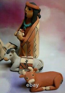 Jemez Pueblo Native American Art Pottery 9 Pc Nativity Set CAROL LUCERO GACHUPIN