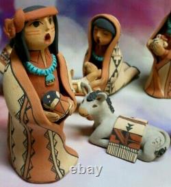 Jemez Pueblo Native American Art Pottery 9 Pc Nativity Set CAROL LUCERO GACHUPIN