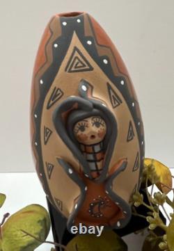 Jemez Pueblo Native American Felicia Fragua Polychrome Jar Storyteller Kokopelli