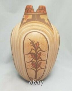Jemez Pueblo Pottery by Bertha Gachupin 7.75 x 5.5 Cornstalk Melon Vase