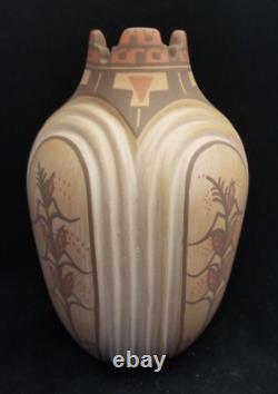 Jemez Pueblo Pottery by Bertha Gachupin 7.75 x 5.5 Cornstalk Melon Vase