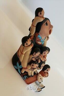 Jemez Storyteller Signed by Mary Lucero 9 Children Native American Pottery Clay