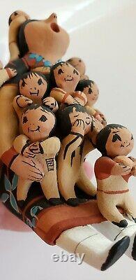 Jemez Storyteller Signed by Mary Lucero 9 Children Native American Pottery Clay