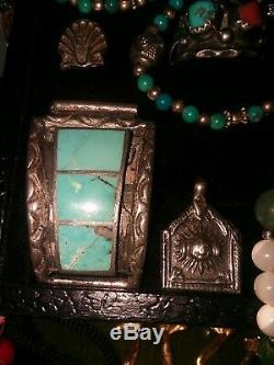 Jewelry Lot Emeralds Turquoise Native American Sterling Silver 14kt Gold Pearls