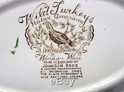 Johnson Bros. Windsor Ware Wild Turkeys Native American Oval Vegetable Bowls Set