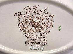 Johnson Bros. Windsor Ware Wild Turkeys Native American Oval Vegetable Bowls Set