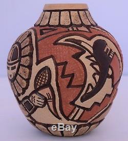 Kachina Native American, Hopi pueblo, vessel, pot pottery by Carla Claw Nampeyo