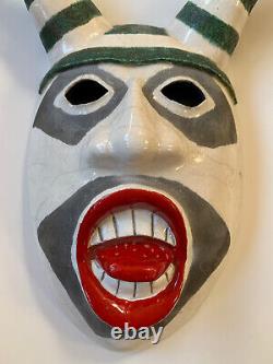 Koshare Clown Mask Kachina Raku Pottery Native American Pueblo Wall Hanging