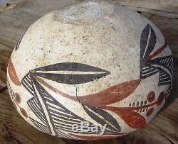 Large Antique Native American Indian Pueblo Zuni Hopi Pottery Bowl 19th Century