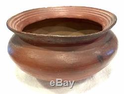 LARGE ANTIQUE NATIVE AMERICAN PUEBLO INDIAN COILED POTTERY RED CLAY POT BOWL OLD