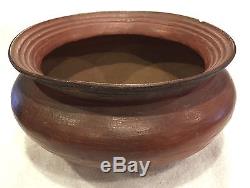 LARGE ANTIQUE NATIVE AMERICAN PUEBLO INDIAN COILED POTTERY RED CLAY POT BOWL OLD