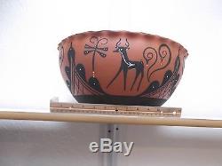 LARGE! Coiled Zuni Pottery Native American Indian Pueblo By Priscilla Peynetsa