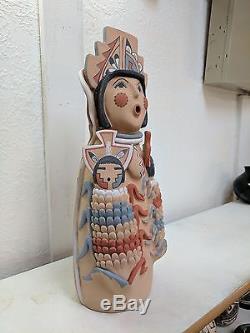 LARGE! Jemez Pottery Native Indian Pueblo Corn Maiden Storyteller Emily Tsosie