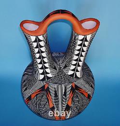 LARGE Native American Acoma Wedding Vase Painted Stylized Webs by JAY VALLO