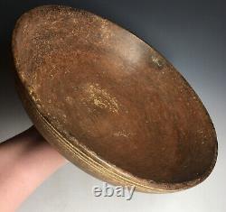 LARGE Shallow Redware Incised Pottery Bowl Pre-Historic Native American Red