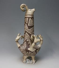 Laguna Pueblo Native American Indian Pottery Ram Effigy Michael Kanteena
