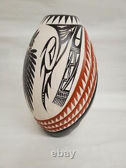Large A & V Lucario Laguna Pueblo Native American Pottery Lola Feather Kachina
