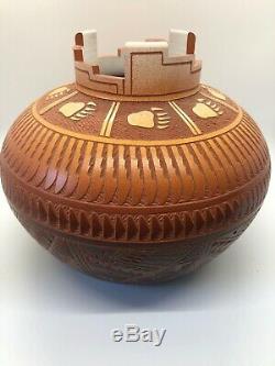 Large Acoma Pottery Diane Aragon Pot Olla Laguna Pueblo Native American Vase