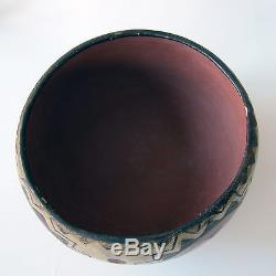 Large Antique Maricopa Native American Indian Pottery Bowl Black on Red and Buff