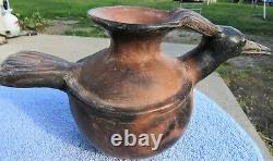Large Antique Pre Columbian Mississippi Culture Native American Bird Pottery Jar