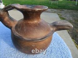 Large Antique Pre Columbian Mississippi Culture Native American Bird Pottery Jar