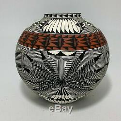 Large Corrine Chino Acoma Pottery Starburst Vase Native American Fine Line