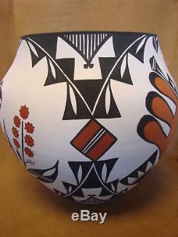 Large Native American Acoma Indian Pottery Hand Coiled & Painted Pot by David An