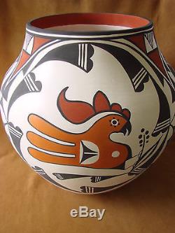 Large Native American Acoma Indian Pottery Hand Coiled & Painted Pot by David An